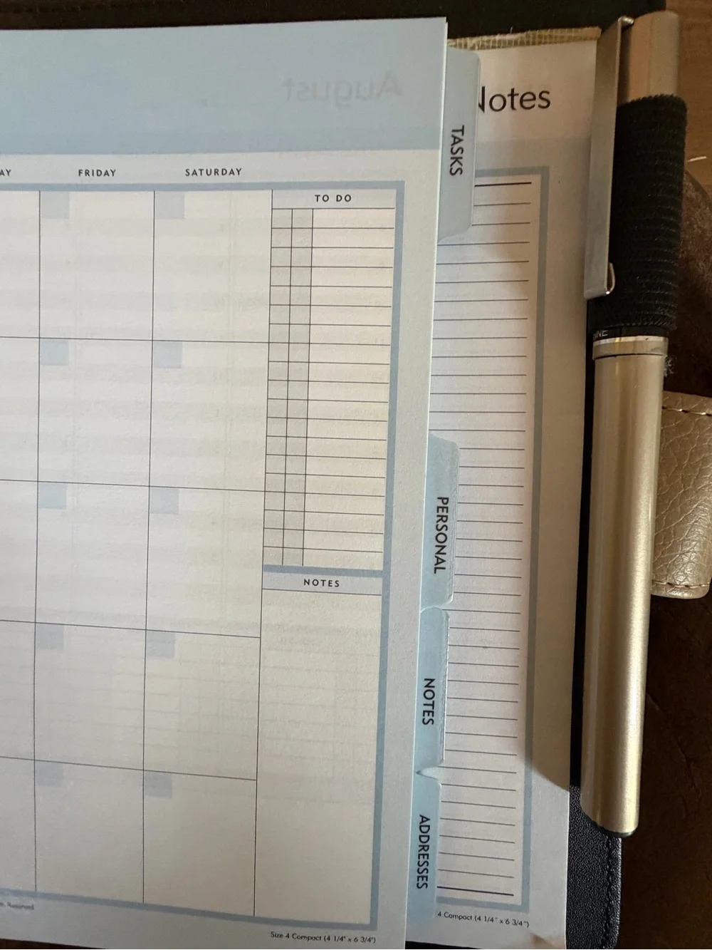 Franklin Covey 365 Monthly/Weekly 6-Ring Taupe Snap-Closure Organizer Nice
